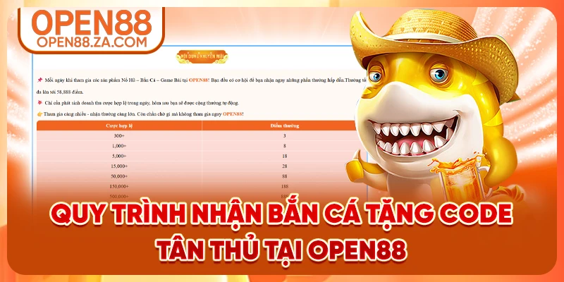 Quy trình nhận bắn cá tặng code tân thủ tại OPEN88 Quy trình nhận bắn cá tặng code tân thủ tại OPEN88